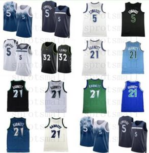 Minnesotas Timberwolve 2023/24 #5 Anthony Edwards 32 Karl-Anthony Towns City basketbalshirts heren 21 Kevin Garnett crème retro shirt