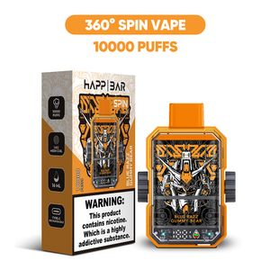 DE Warehouse Wholesale 10K Puff Spin Vape Vaper desechable precargado 14ML 2% 5% Fuerza E Vaporizador líquido con luz LED