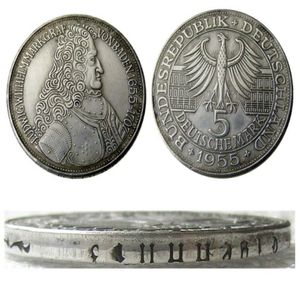 DE12 allemagne république fédérale 5 Mark 1955 G artisanat argent plaqué copie pièce de monnaie matrices en métal usine de fabrication 266D