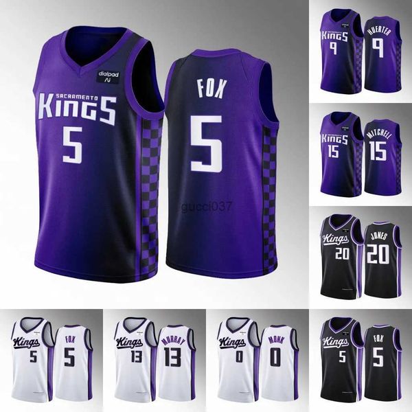 Maillots de basket-ball DeAaron Fox Domantas Sabonis Harrison Barnes Davion Mitchell Malik Monk Chris Duarte Keegan Murray Kevin Huerter JaVale McGee Jersey