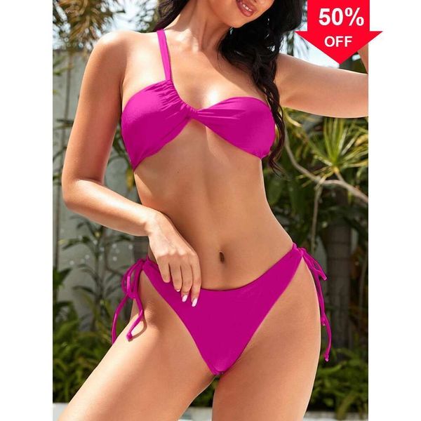 Offres de la nouvelle créatrice de mode en gros de maillots de bain pour femmes en gros de maillots de bain de bikinis sexuels de maillot de bain pour femmes string bikini one épaule de maillot de bain femme solide femelle baume