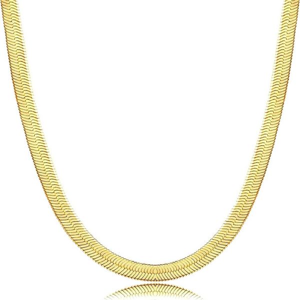 DEARMAY Colliers en or 14 carats pour femme - Collier ras du cou délicat à chevrons pour femme - Chaîne fine et épaisse en forme de serpent - Bijoux pour adolescentes - Cadeaux