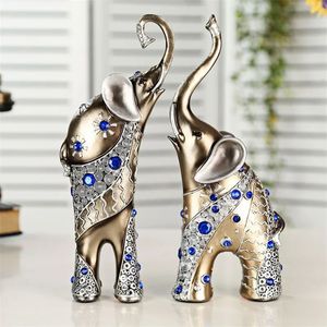 Deartco 2pcsset Europese Hars Olifant Ambachten Moeder en Kind Dierenbeeldje Thuis Woonkamer Decoratie Creatieve Ornamenten 240124