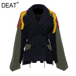 DEAT automne et witner nouvelle mode veste courte femmes Glands Split Joint Coloriage Groupe Combiner Broderie WJ00806L 201210