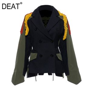 DEAT automne et witner nouvelle mode veste courte femmes Glands Split Joint Coloriage Groupe Combiner Broderie WJ00806L 201210