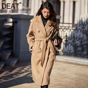 Deat herfst winter van hoge kwaliteit wollen kasjmier revers veter dubbele knop wollen jagen dames elegante high street ar914 201102