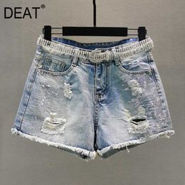 Dat Denim Shorts Dames Skinny Katoen Losse Ruwe Rand Hot Boor Gat Wide Peen Hot Broek Nieuwe Mode Tij Zomer GD887 210428