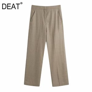 [DEAT] mode printemps automne lâche couleur unie taille haute Simple tout-match femmes pantalon à jambe droite 13C277 210527