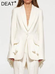 Deat Fashion Femmes Blazer Notched Collar Long Manches à bouton unique Single Splicing Preeting Suit Vestes printemps 2024 7ab3528 240423