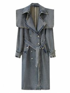 Deat Fi Vestes en denim pour femmes Lâche Grand col double couche Simple boutonnage Lg Manches Ses Manteau Hiver 2024 Nouveau 17A4709 s8zj #