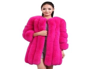 Deat Winter Luxe Faux Fox Fur Coat Slim Long Pink Red Blue Jacket Women Fake Fur Coats MG601 2010292179226