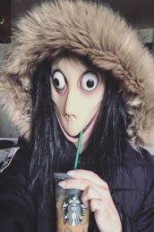 Jeu de mort Momo masque horreur effrayant masque de latex Halloween Costume accessoires Feme Feme Ghost Wig Festival jouant des fournitures XBJK19095210921