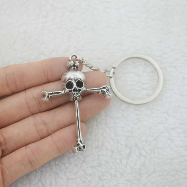 Porte-clés tête de mort croix crâne pour hommes, porte-clés de voiture, bijoux Punk G1019