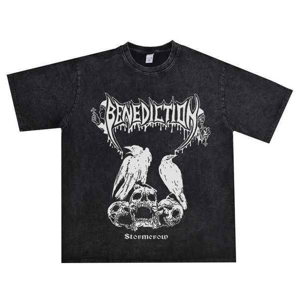 Death Heavy Metal Benediction Rock Band T-shirt imprimé personnalisé à manches courtes en coton pour hommes et femmes