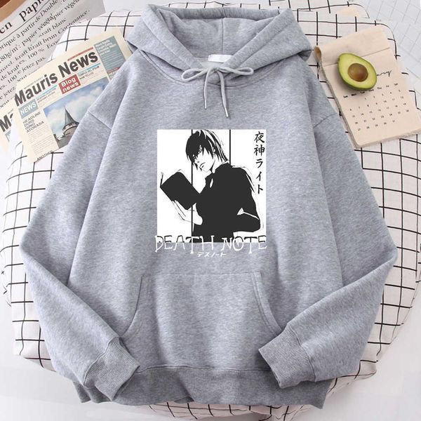 Sudadera con capucha Death Note Yagami Light Japan Manga para hombre, sudaderas holgadas informales para hombre, sudaderas Punk Harajuku Street Korean Pullover Warm H0909