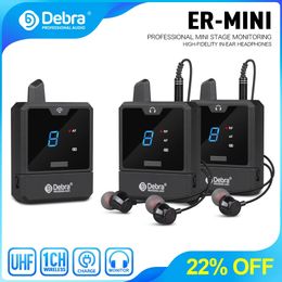 Debra Audio-Mini UHF IEM Système de moniteur in-auriculaire sans fil rechargeable portable pour la surveillance audio musicale Broadcast 240411
