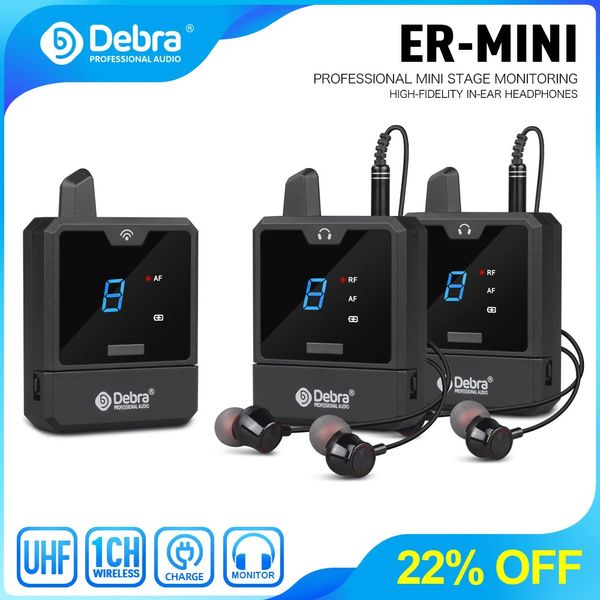 Debra Audio-Mini UHF IEM Sistema de monitor inalámbrico inalámbrico Recargable Portable para Music Audio Monitoring Live Broadcast 240411