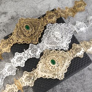 Déc Maroc Algérie Chic Caftan Mariage Gol et argent Couleur de couleur Métal ceinture de luxe pour femmes Longueur réglable de la chaîne de courroie 240507