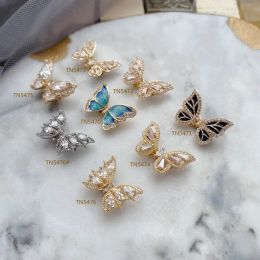 Décalcomanies 10pcs volants shaking papillon zircon alliage ongle art cristaux décorations de strass charmes bijoux ongles accessoires