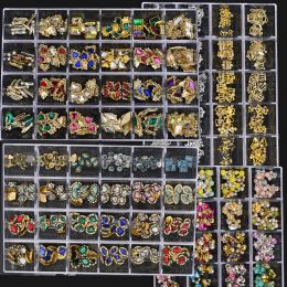 Decals 1box 3d Nail Alloy Germ Ab Rhinestone Jewelry Charms Flatback Mixed Form 120/200/200/400pc Nail Art Supplies Accessoires