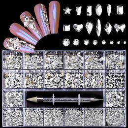 Décalcomanies 1box nail art kit de strass 3d Nail charmes bijoux joyauts nail diamants diy cristal nail art décorations accessoires