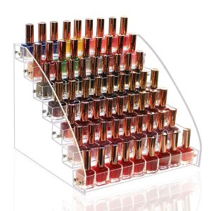 Décalcomanies 234567 Couche en acrylique de vernis à ongles Stand pour la manucure Cosmetics Bijoux Organisateur Holder Clear Acrylique Makeup Box