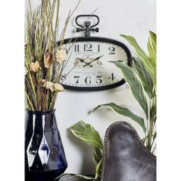 DecMode Horloge murale de style montre de poche en métal blanc 18 x 16