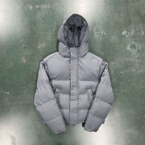 Decodificado con capucha puffer-GREY Trapstar chaqueta letras bordadas cremallera chaqueta con capucha chaqueta de moda EU tamaño XS XL