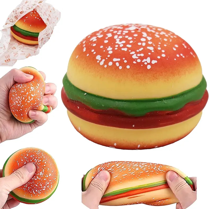 Decompress and Stress Stretch Hamburger Toy Slow Rising Squishy Squeeze Toys Soft Relief Game Party Favors Novelty Birthday Gifts for Boys Girls Adults