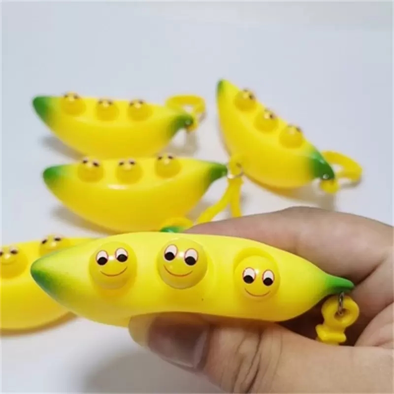Dekompressionsfidget Toy of Cute Banana Keychain Pinched Happy Vent Ball Children Squeeze Toys Relieve Autism hos vuxna tar den med dig fin dekoration