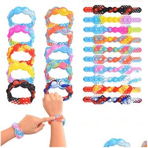 Décompression Fidget Toys Mtifonctionnel Gel de silice Bracelet Push Bubble Enfants Masque Extender Reliever Sensory Sile Toy Drop Delive Dhnbh