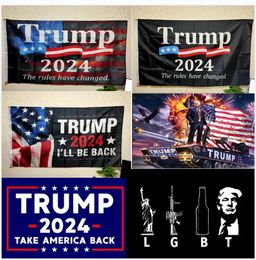 Drapeaux Trump 3x5 pieds 2024, drapeau réélu Save America Again avec œillets en laiton, bannière patriotique, décoration intérieure et extérieure