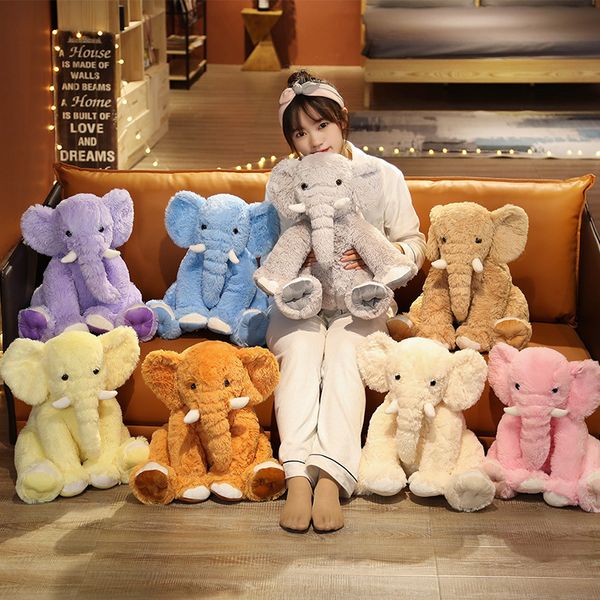 Poupée en peluche éléphant Kawaii de 50cm, oreiller de couchage pour enfants, dessin animé mignon, couleur unie, jouet en peluche, jouets d'ornement