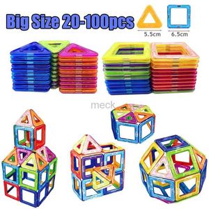 Decompressiespeelgoed 100-20PCS Big Size Magnetic Constructor Designer Magneet Blocks Triangle Square Blocks Model Building speelgoed voor kinderen Geschenken 240413