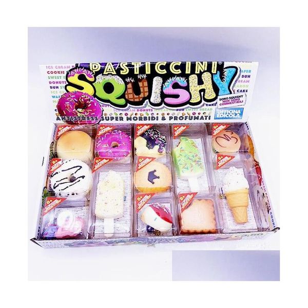 Juguete de descompresión 12 piezas Un conjunto Pu Squishy Lindo colgante de dibujos animados encantador Kawaii Pan Simation Food Super Kid Drop Delivery Juguetes Regalos Dhmhk