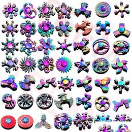 Decompressiespeelgoed 120 typen in voorraad fidget spinner speelgoed regenboog hand spinners trifidget metaal gyro draak vleugels oog vinger spinnen dh8fr