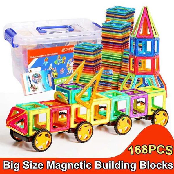 Decompresión juguete 168pcs Diseñador Bloques magnéticos de gran tamaño Juguetes de imán de bricolaje tirando bloques de construcción magnética juguetes ensamblados para niños regalos 240413