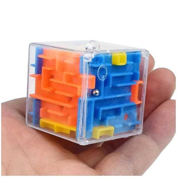 Jouet de décompression 3d labyrinthe magique cube à six sixion transparent puzzle de puzzle cube roulant balle magique laboure labyrinthe enfant childrens stress relief jouet b240515