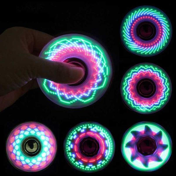 Jouet de décompression 6Colors Creative LED Luminel Luminous Fidget Spinner change Hand Spinner Golw in the Dark Stress Relief Toys for Kids D240424