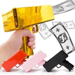 Jouet de décompression Pistolet à billets Jeux de fête Pistolet jouets Cash Cannon Drôle pour billets de banque Mariage Doré 100pcs faux billets de banque 230606