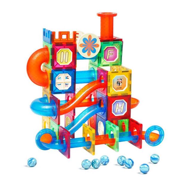 Décompression Blocs de jouets Magplayer Magnetic Tiles Color Window Building Bloums Educational Toys Toys Balls Track Marble Run Toy for Children Gifts 240412