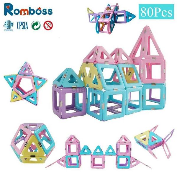 Décompression Blocs de jouets Romboss 80pcs Concepteur magnétique Construction Kids Kids Magretic Building Blocs Montessori