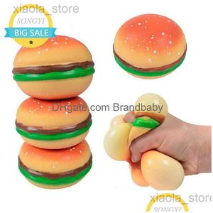 Juguete de descompresión Burger Stress Ball 3D Squishy Hamburger Fidget Toys Silicone Squeeze Sensory Drop Entrega Regalos Novedad Gag Dhpzl