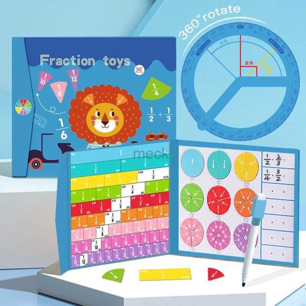 Décompression jouet enfants fraction magnétique jouets mathématiques de fraction en bois jeu d'enseignement de l'enseignement des enfants arithmétique