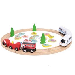 Decompressie speelgoed Childrens houten elektrische kleine treinsporen set magnetische puzzel bouwsteen assemblage vissenspel speelgoedset 240413