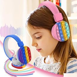 Giocattolo di decompressione Creativo Sile Auricolare stereo Fidget Cuffia senza fili Tie Dye Consegna a goccia Giocattoli Regali Novità Gag Dhrkd