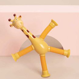 Jouet de décompression mignon caricot animal girafed LED magic stressory extenger plastique aspiration pop tube fidget fidget ensembles d240425