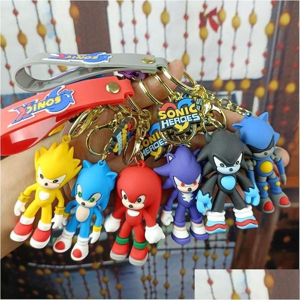 Juguete de descompresión Lindo Dibujos animados Sonic Muñeca Colgante Llavero Titular Llavero Llavero Llavero Teléfono Móvil Bolsa Colgante Joyería Accesso Dro Dhhel