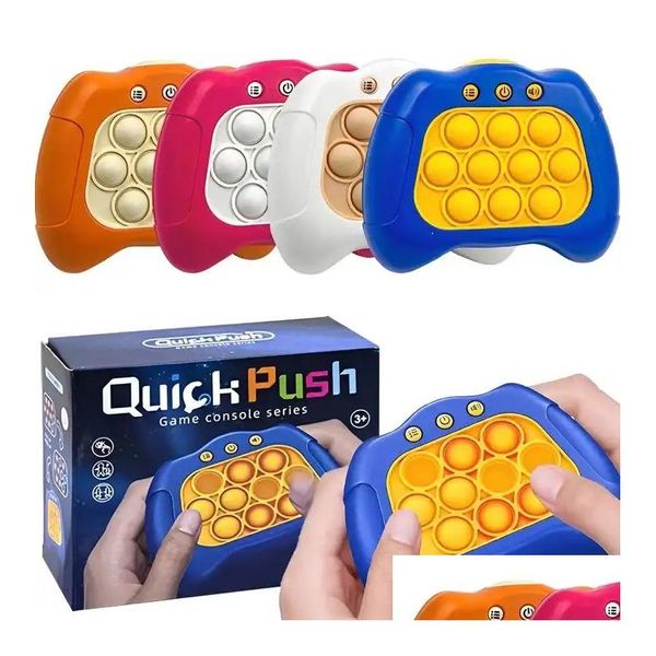Juguete de descompresión Luz electrónica Up Handheld Quick Push Consola de juegos Electric Bubble Puzzle Hine Fidget para niños Kid Drop Delive Dhwng