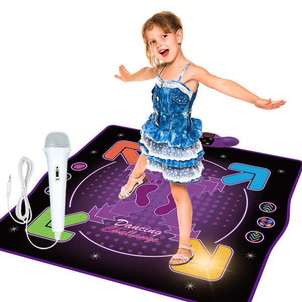 Jouet de décompression Musique électronique Tapis de danse avec microphone 4 modes LED Lumières enfants Sport Jeu Son Cadeau d'anniversaire de Noël 230826